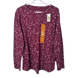 Seg'ments maroon henley shirt with flower print size XXL